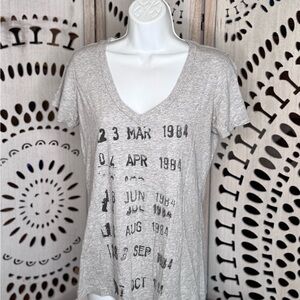 Out of Print Light Gray Library Card Date Graphic Women's Tee